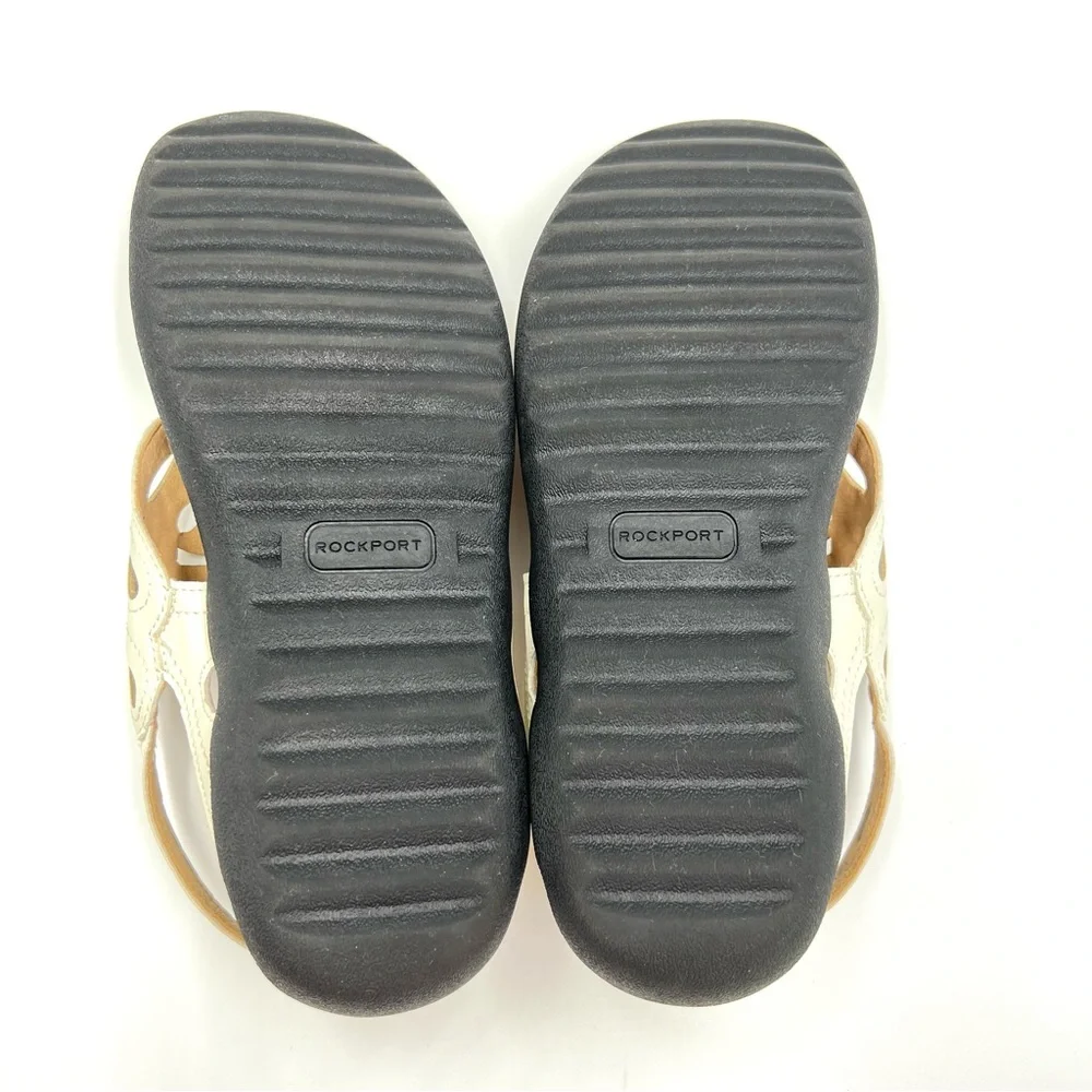 Rockport Womens Size 7 Ridge Sling Ivory‎ White Cutout Summer Sandals Shoes